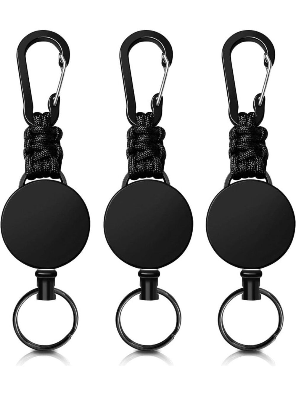 Heavy Duty Retractable Keychain 3 Pack - Extendable ID Badge Holder with Lanyard